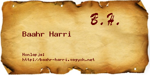 Baahr Harri névjegykártya